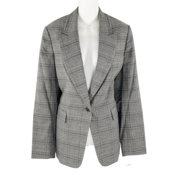 NWT Nine West Nostalgia gray plaid blazer jacket